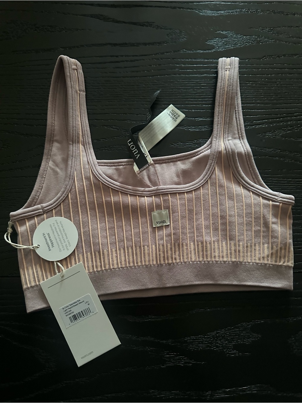 NWT Vuori women's bi color seamless bra sz M light peach/desert mauve (B) - Picture 8 of 9